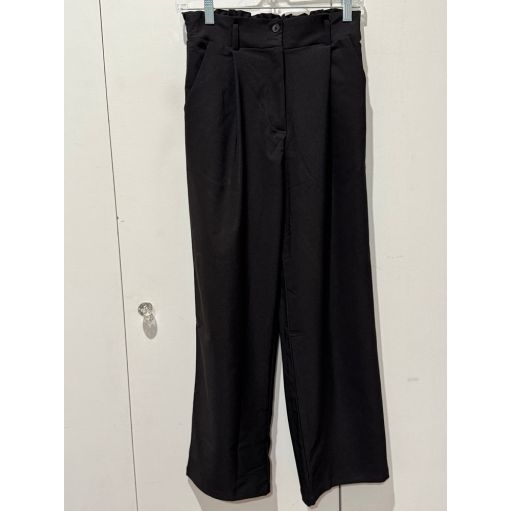Women's Unbranded Black paperbag elastic back waist stretch Trousers S